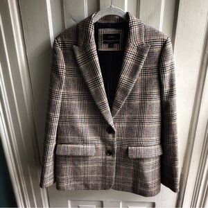 J. Crew Plaid Blazer - Black, Gray, Brown Size 2